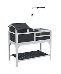 PawHut Tortoise Habitat with Adjustable Lamp Holder, Storage Shelf,