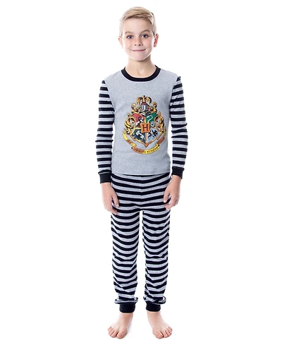 Harry Potter Big Boys Hogwarts Crest Wizarding World Sleep Tight-Fit 2-Piece Pajama Set