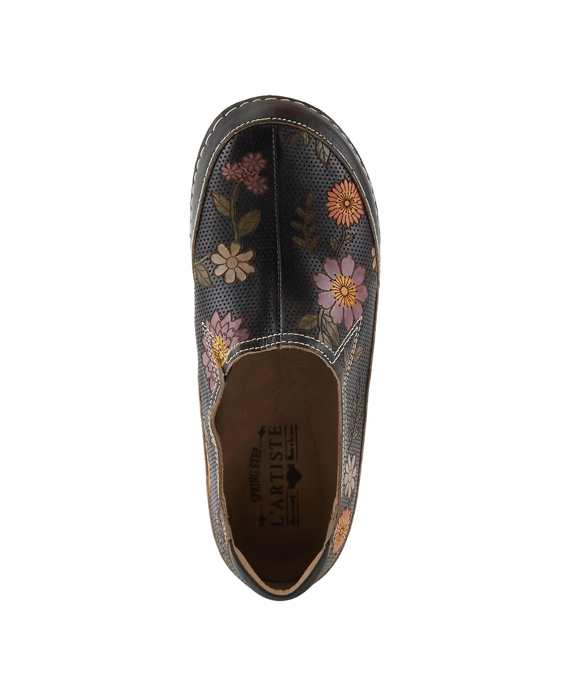 L'Artiste Women's Libora-Delite Handpainted Leather Floral Slip-On Shoes with Removable Insole