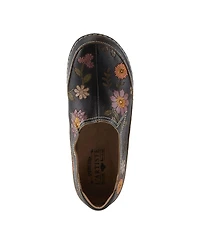 L'Artiste Women's Libora-Delite Handpainted Leather Floral Slip-On Shoes with Removable Insole