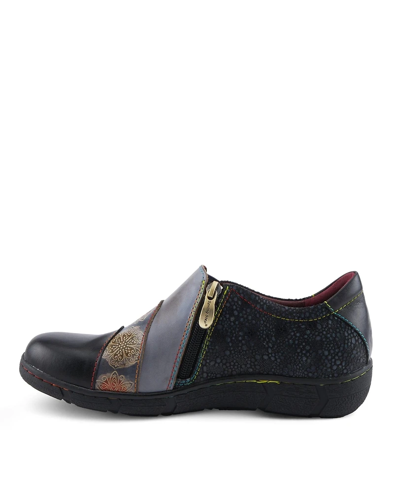 L Artiste Women s Lata Hand-Painted Closed Back Shoe with Removable Footbed and Geometric Multicolor Design