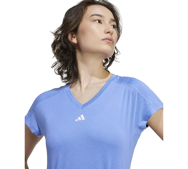 adidas Women's Training Moisture-Wicking Logo V-Neck T-shirt