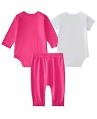 adidas Baby Girls 3-Piece Logo Bodysuits and Pants Set