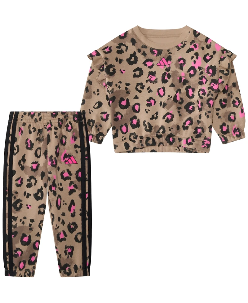 adidas Baby Girls 2-Piece Animal Print Top and Pants Set