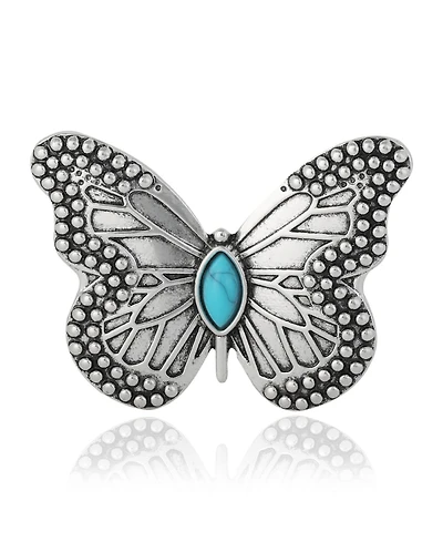 Jessica Simpson Silver Antique Butterfly Pin with Turquoise Accent