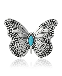 Jessica Simpson Silver Antique Butterfly Pin with Turquoise Accent