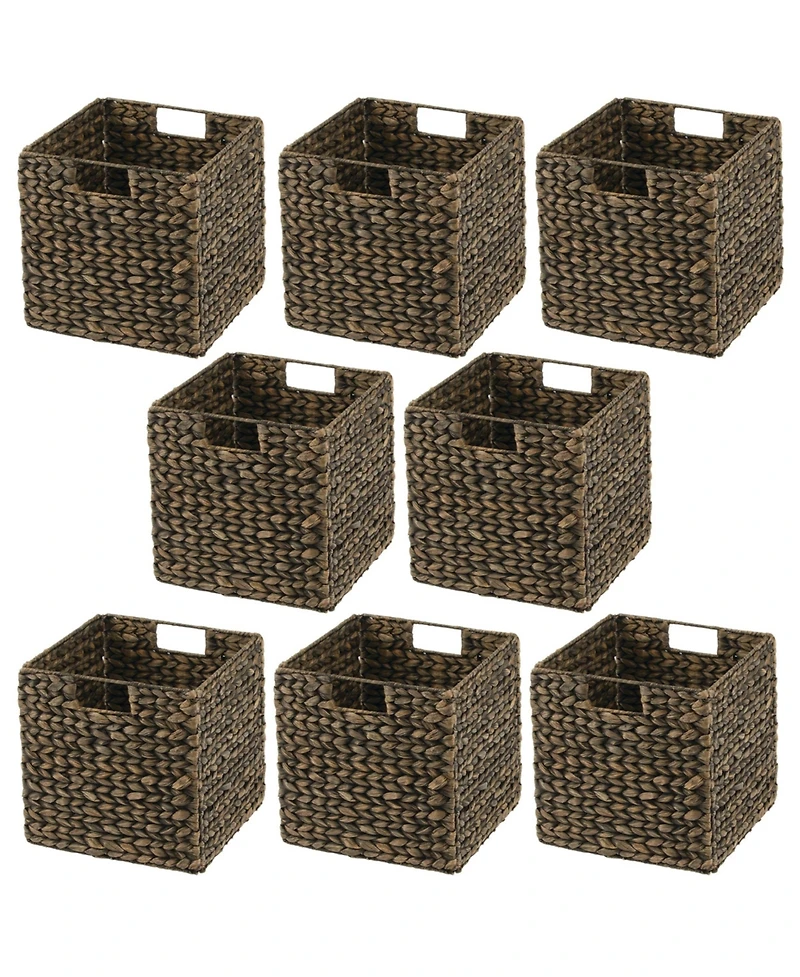 mDesign Woven Hyacinth Kitchen Storage Organizer Basket Bin, 8 Pack, Black Wash