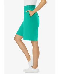 Woman Within Women's Elastic-Waist Knit Short