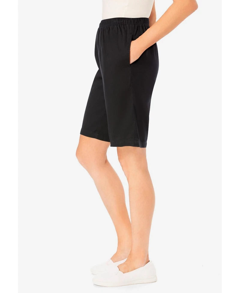 Woman Within Plus 7-Day Elastic-Waist Cotton Denim Short