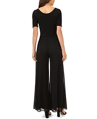 Msk Women's Mesh Wide-Leg Dress Pants