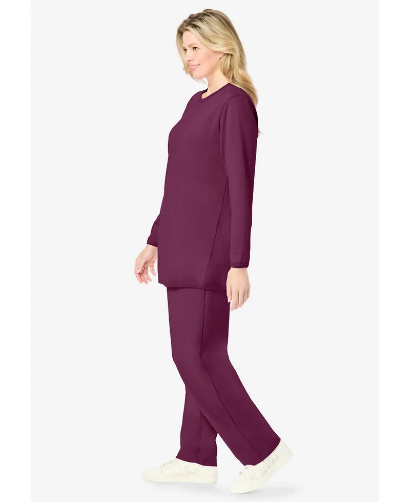 Woman Within Plus Petite Fleece Sweatshirt Set