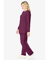 Woman Within Plus Petite Fleece Sweatshirt Set