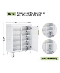 gaomon Shoe Cabinet with Glass Doors, 5-Tier Entryway Shoe Organizer Storage Rack with Large Capacity and Adjustable Shelves for Hallway, Living Room,