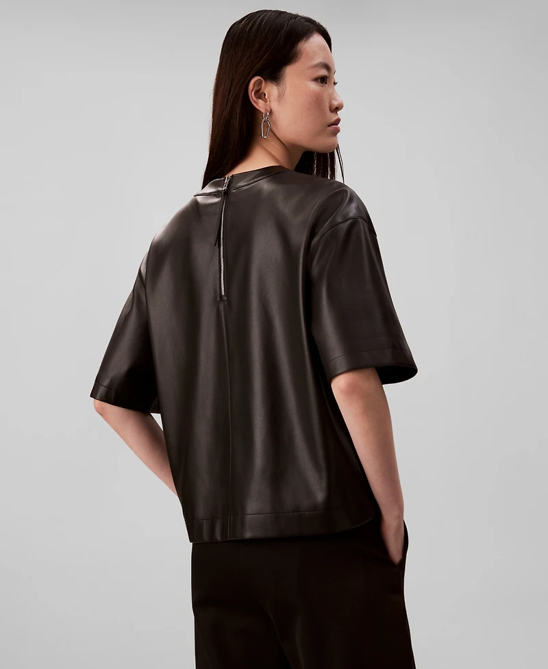 Calvin Klein Women's Crinkled Relaxed Fit Top