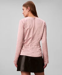 Calvin Klein Women's Long Sleeve Button-Down Relaxed Top