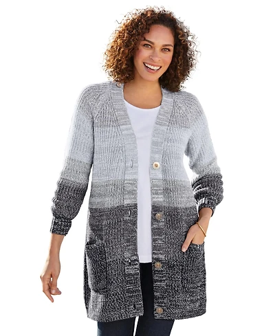 Woman Within Women's Ombre Shaker Cardigan