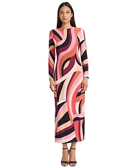 Donna Morgan Women's Printed Crewneck Midi Dress