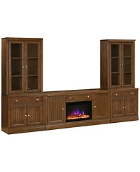 Furniture Amren 65" Wood 2 Door Console and Hutches with Bases Drawers Fireplace Insert