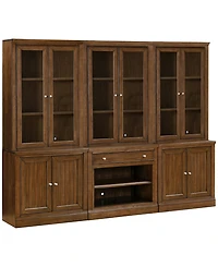 Furniture Amren 78" Wood 3 Stacked 2 Door Hutches with Base and Open Drawer