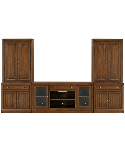 Furniture Amren 65" Wood 2 Door Console with 2 Door Hutches and 2 Door Bases with Drawers