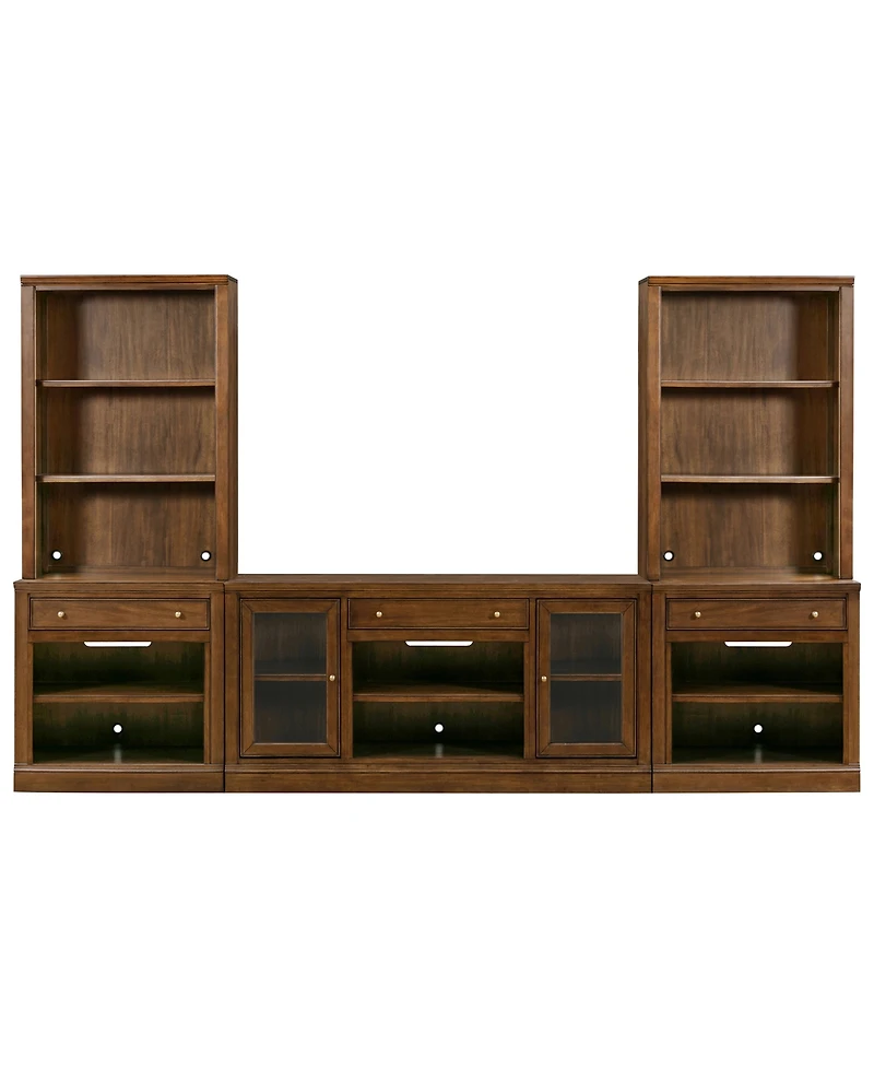 Furniture Amren 65" Wood 2 Door Console with Open Hutches and Bases
