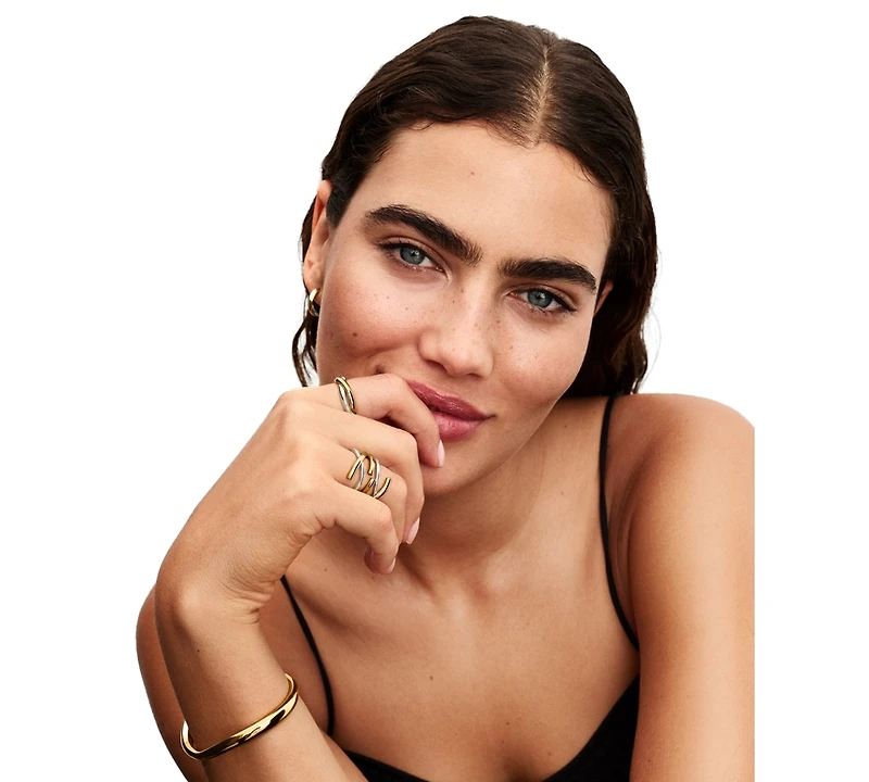 Pandora Organically Shaped Two-Tone Open Hoop Earrings