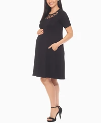 White Mark Women's Crisscross Neckline Maternity Dress