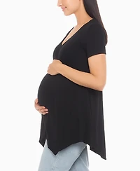 White Mark Women's Shirred Maternity Top