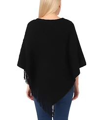 White Mark Women's Lightweight Textured Knit Poncho Sweater