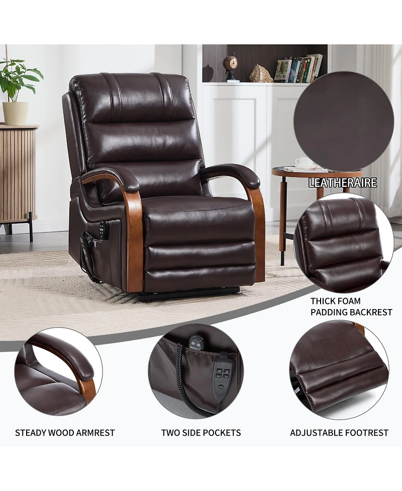 Lift Chair Dual Motor Infinite Position Recliners Up to 350 Lbs with Solid Wood Armrests and Heat Massage