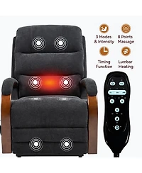 Lift Chair Dual Motor Infinite Position Recliners Up to 350 Lbs with Solid Wood Armrests and Heat Massage