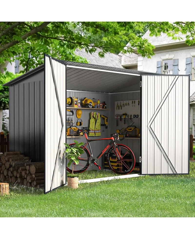 Aecojoy 7'x3' Outdoor Horizontal Bike Storage Shed