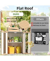 Aecojoy Small Outdoor Storage Cabinet Waterproof with Shelves, Vertical Garden Storage Sheds