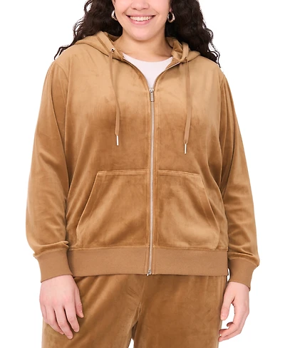 Vince Camuto Plus Velour Zip-Front Hoodie Jacket