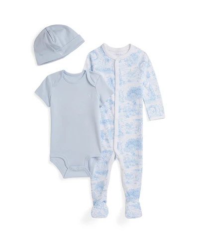 Polo Ralph Lauren Baby Boys and Girls Toile Cotton 3-Piece Gift Set
