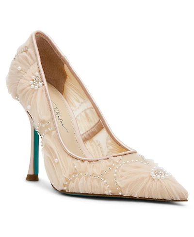 Betsey Johnson Women's Roxie Tulle Floral Applique Pumps