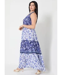 June + Vie Women's One-Shoulder Tiered Maxi Dress