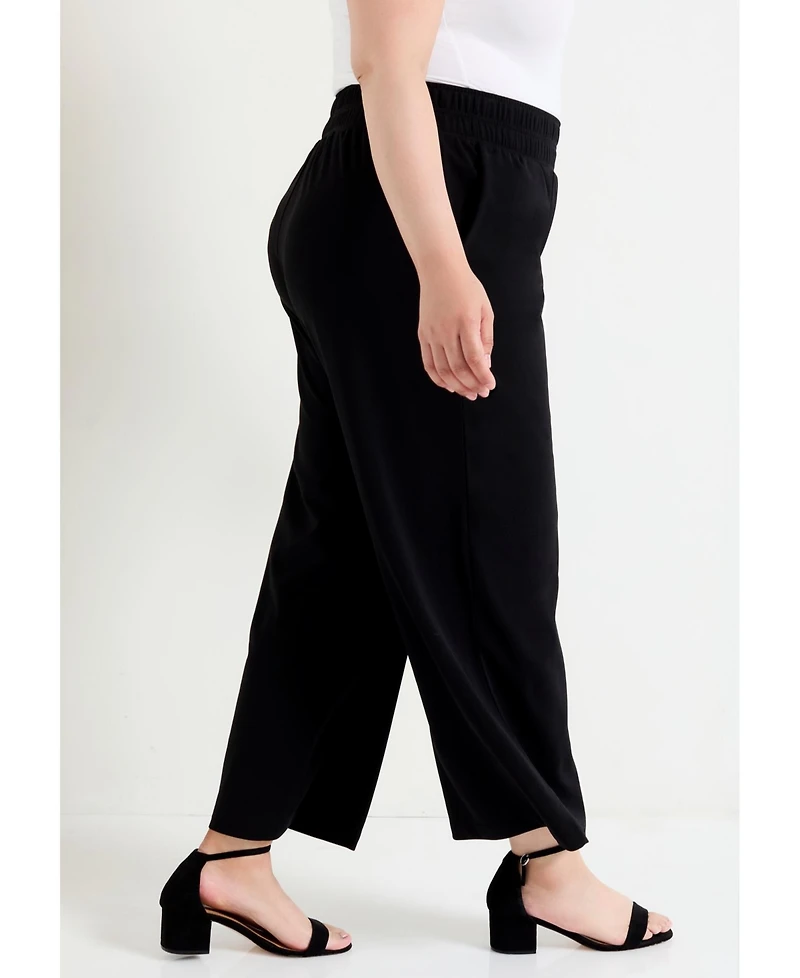June + Vie Women's Cropped Wide-Leg Knit Pants