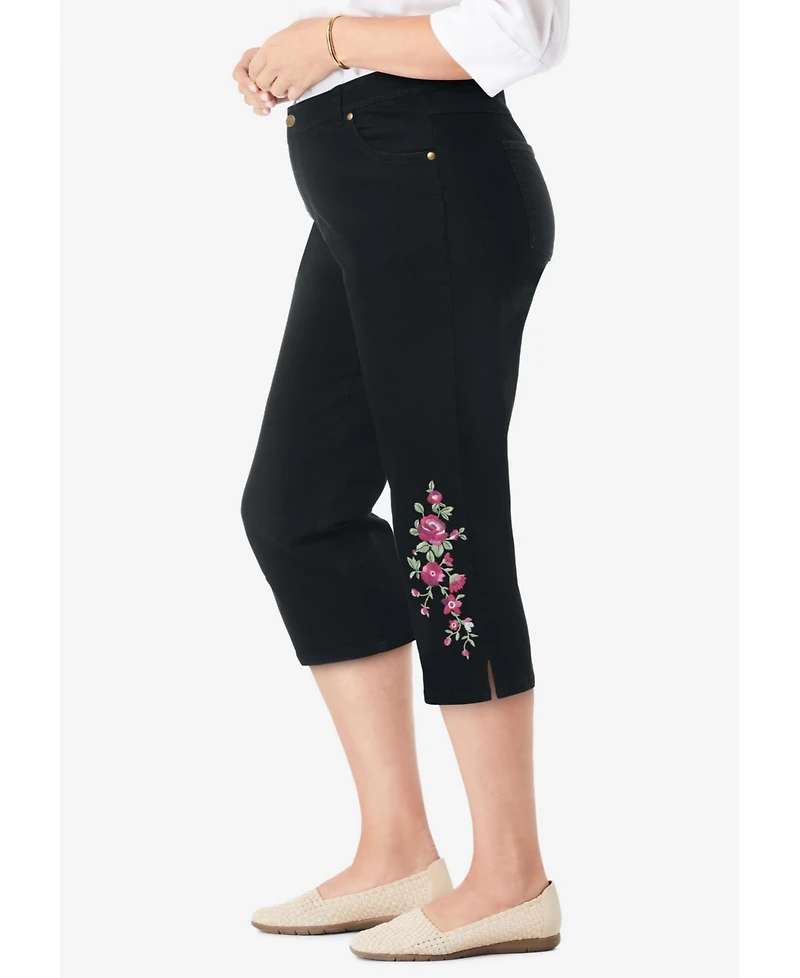 Woman Within Women's Stretch Denim Five-Pocket Capri Jeans