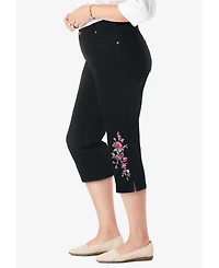 Woman Within Women's Stretch Denim Five-Pocket Capri Jeans