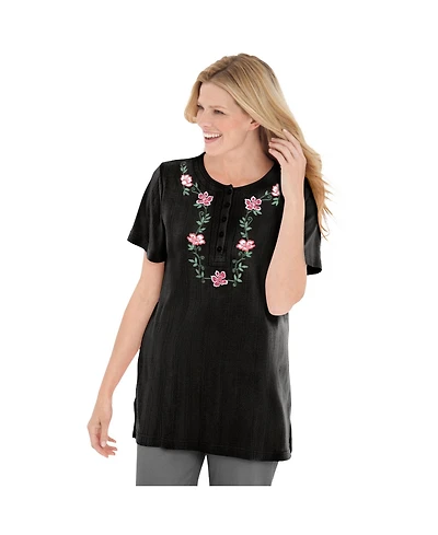 Woman Within Plus 7-Day Embroidered Pointelle Tunic