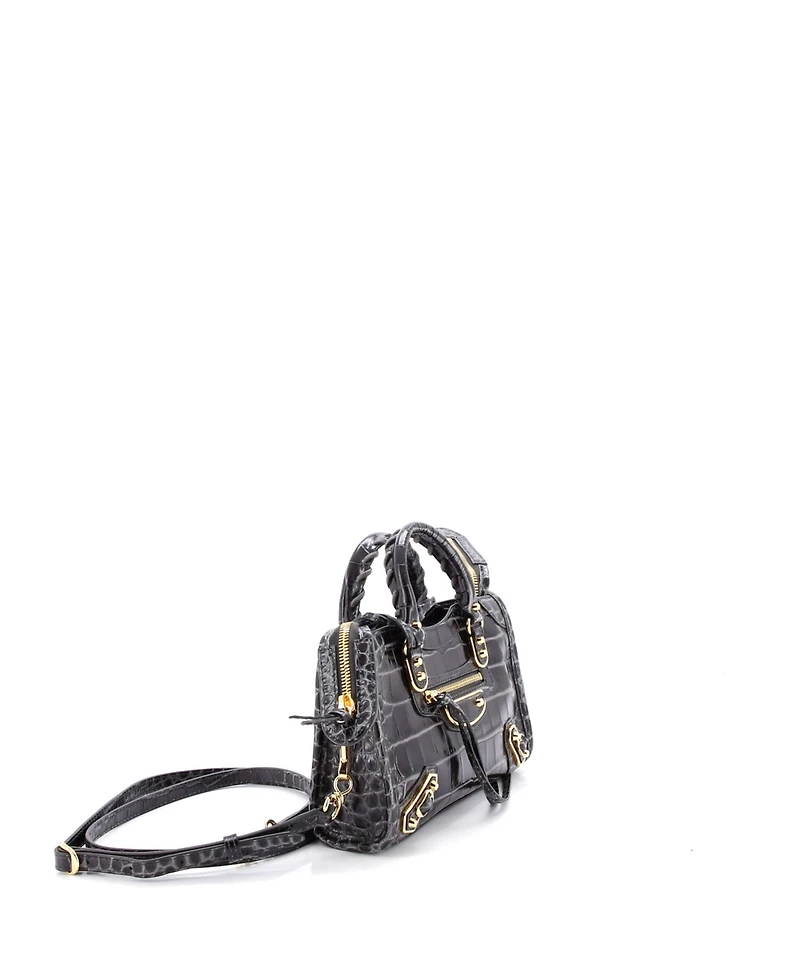Pre-Owned Balenciaga Mini City Classic Metallic Edge Bag Embossed Leather