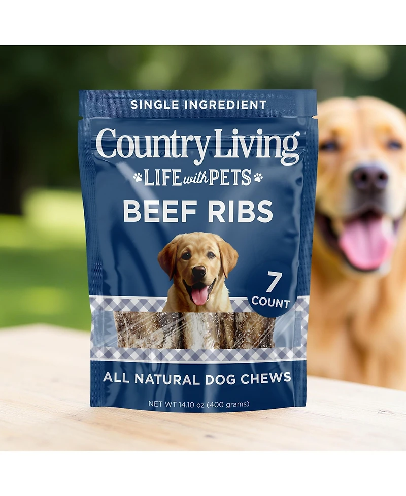 Country Living 4"-7" Rib Bones Dog Treats – 7 Count Bag – All-Natural