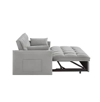 Modern Velvet Loveseat Sofa Bed with Storage & Pull-Out Bed, Compact Sleeper Couch Adjustable Recline-Maison Boucle