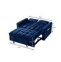 Modern Velvet Loveseat Sofa Bed with Storage & Pull-Out Bed, Compact Sleeper Couch Adjustable Recline-Maison Boucle