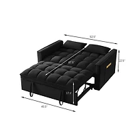 Modern Velvet Loveseat Sofa Bed with Storage & Pull-Out Bed, Compact Sleeper Couch Adjustable Recline-Maison Boucle