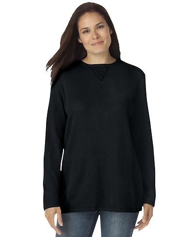 Woman Within Women's Waffle Thermal Sweatshirt