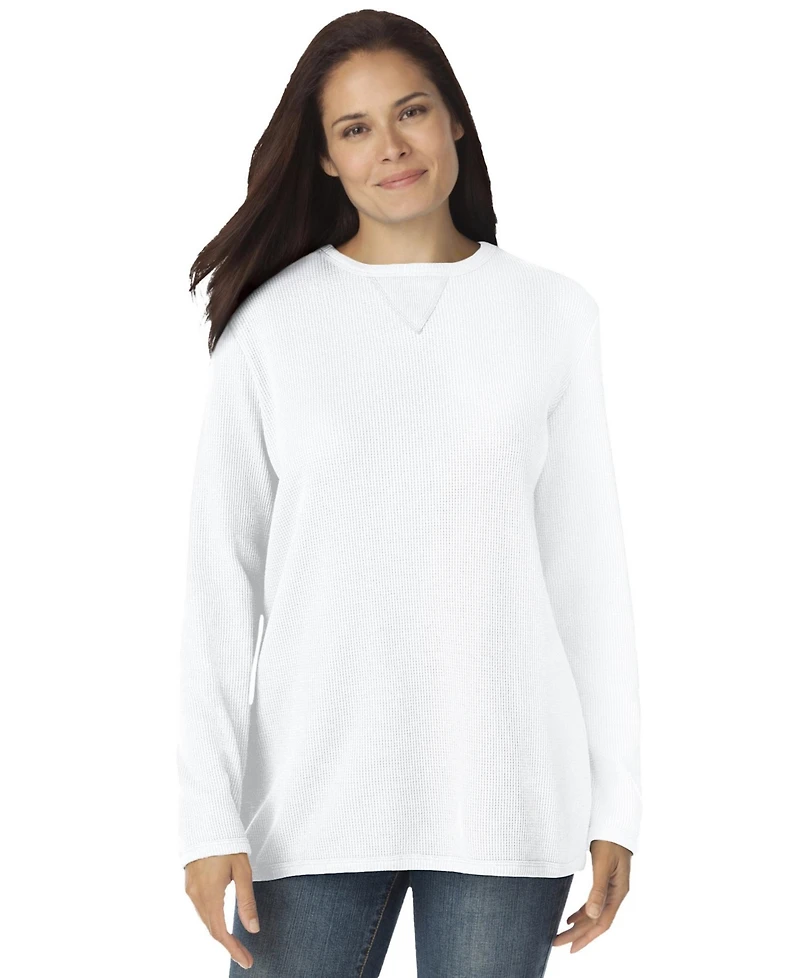 Woman Within Women's Waffle Thermal Sweatshirt