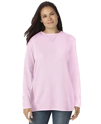 Woman Within Women's Waffle Thermal Sweatshirt