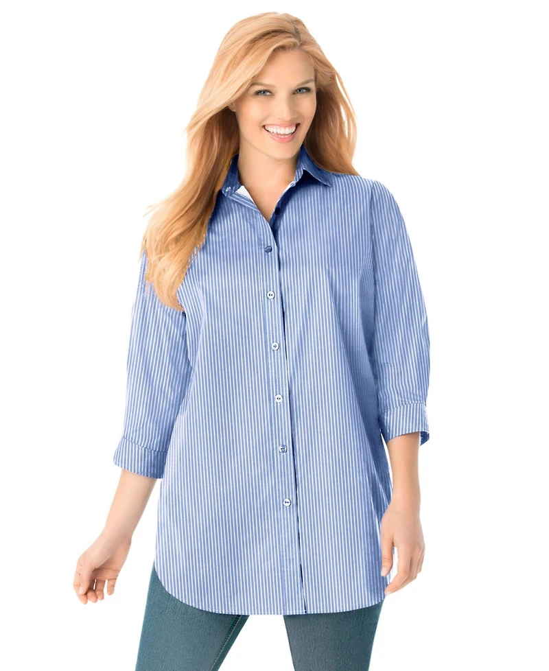 Woman Within Women's Perfect Three Quarter Sleeve Shirt